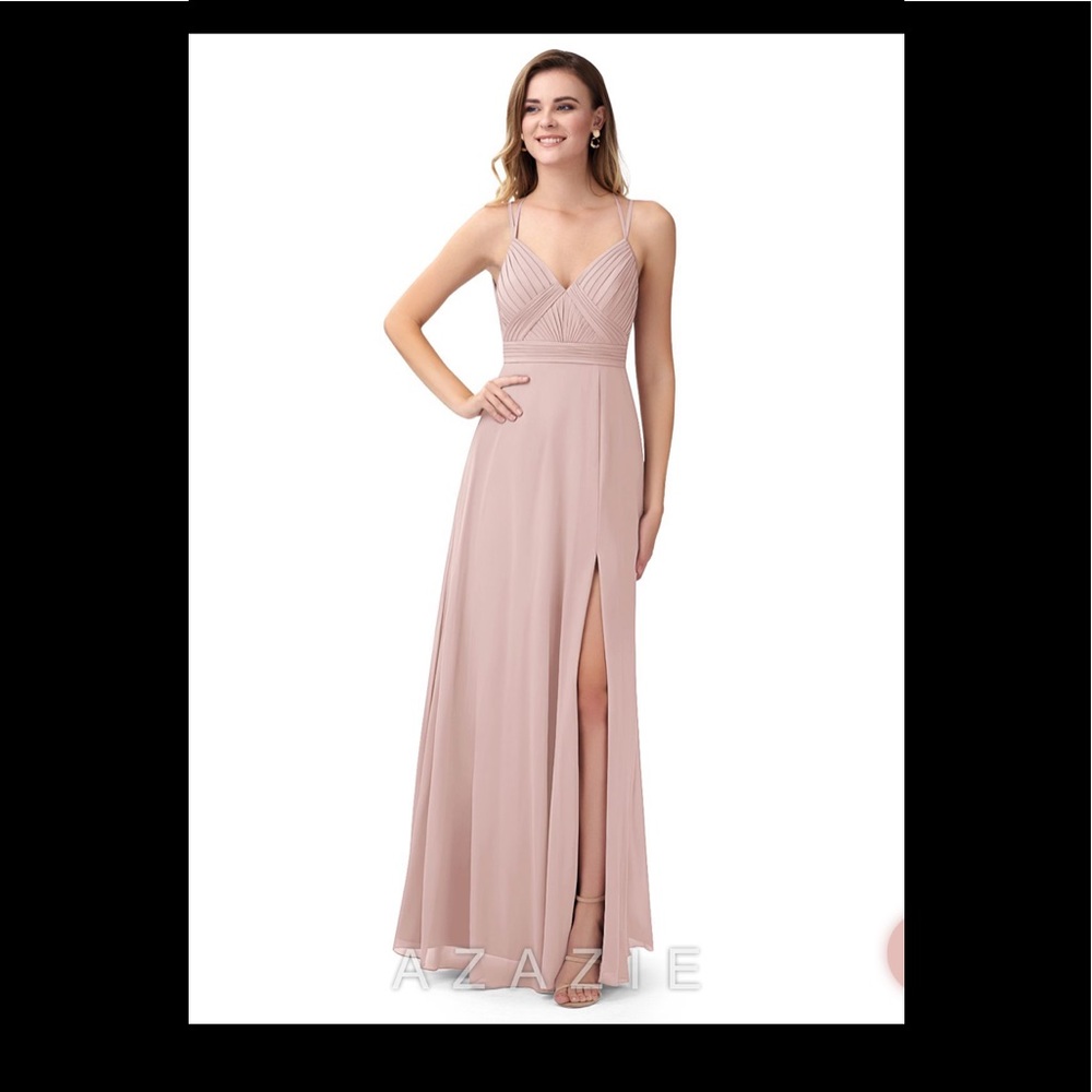 Azazie Aubrey bridesmaid dress in dusty rose